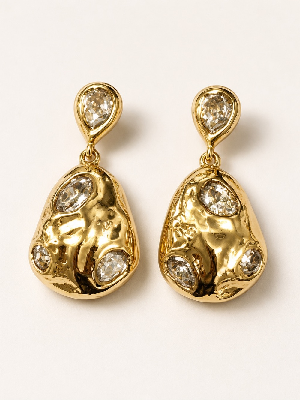 Alexis Bittar Double TeaDrop CZ Earrings 14k Gold Plated Brass